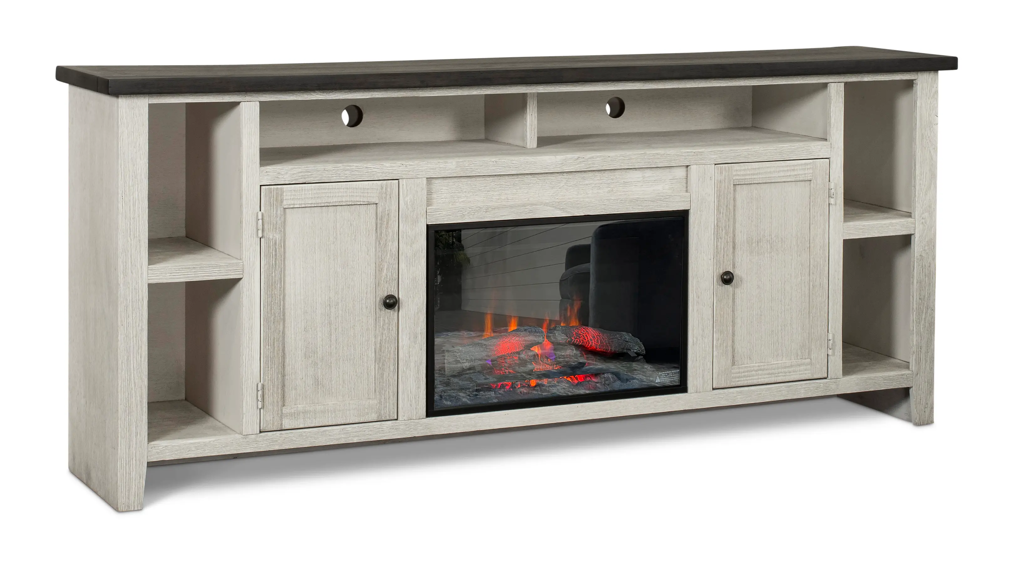 Eastport White 84  Fireplace TV Stand-2