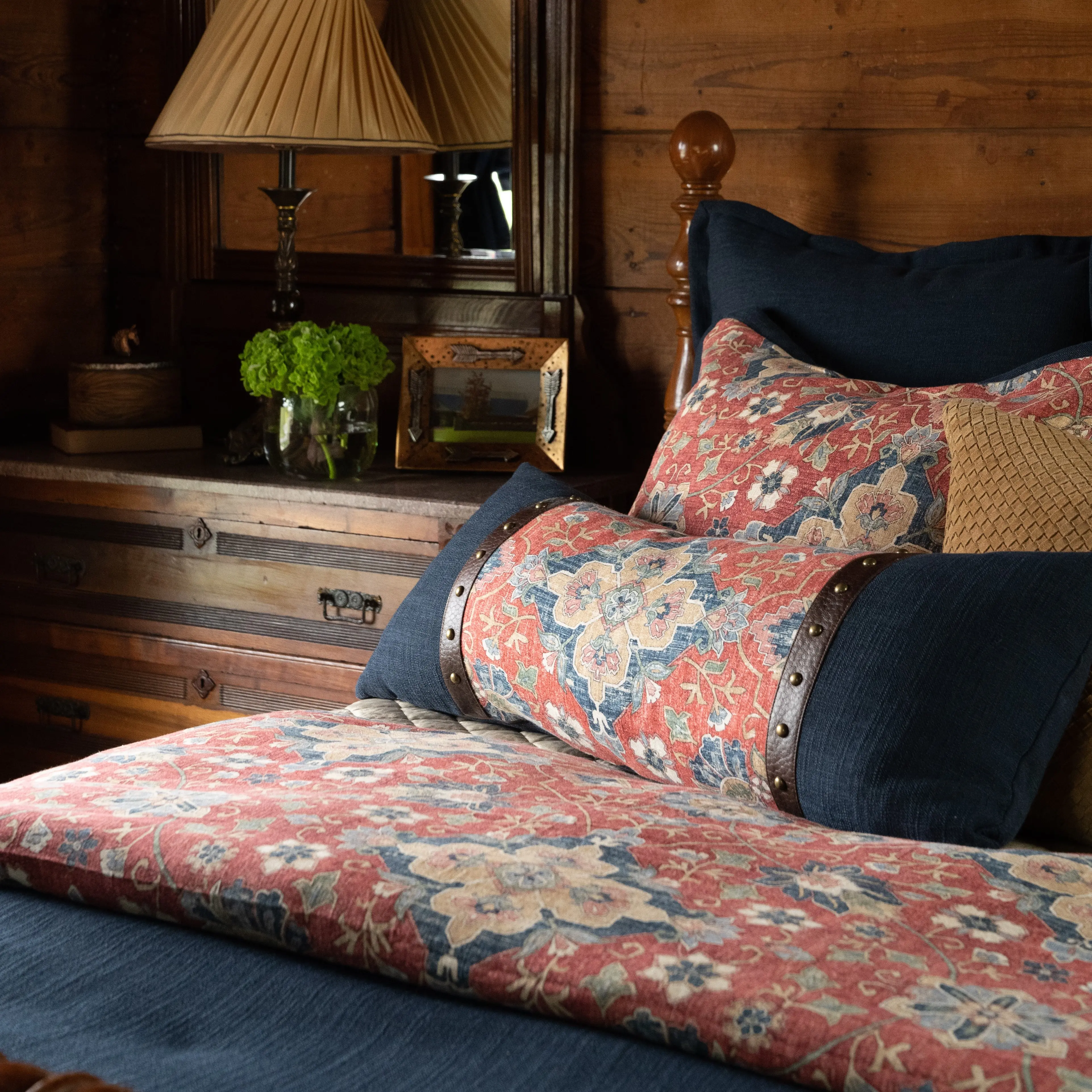 Melinda Red Washed Linen Queen 3 Piece Bedding Collection-1