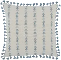 Shala Blue Triangle Patterned Throw Pillow with Tassels