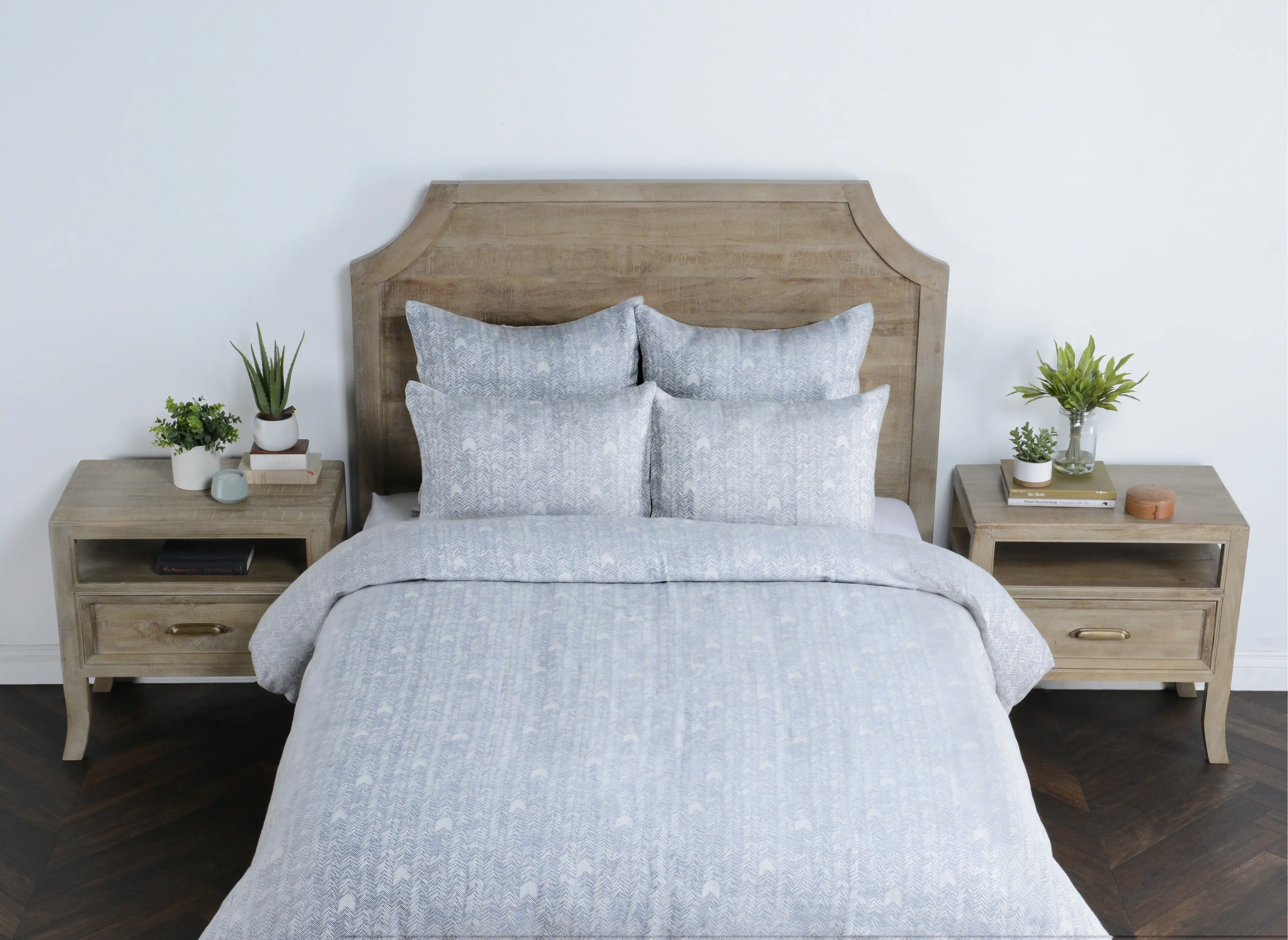 French Herringbone Gray Storm 3 Piece King Bedding Collection-2