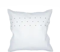Contemporary Studded White Leather Throw Pillow