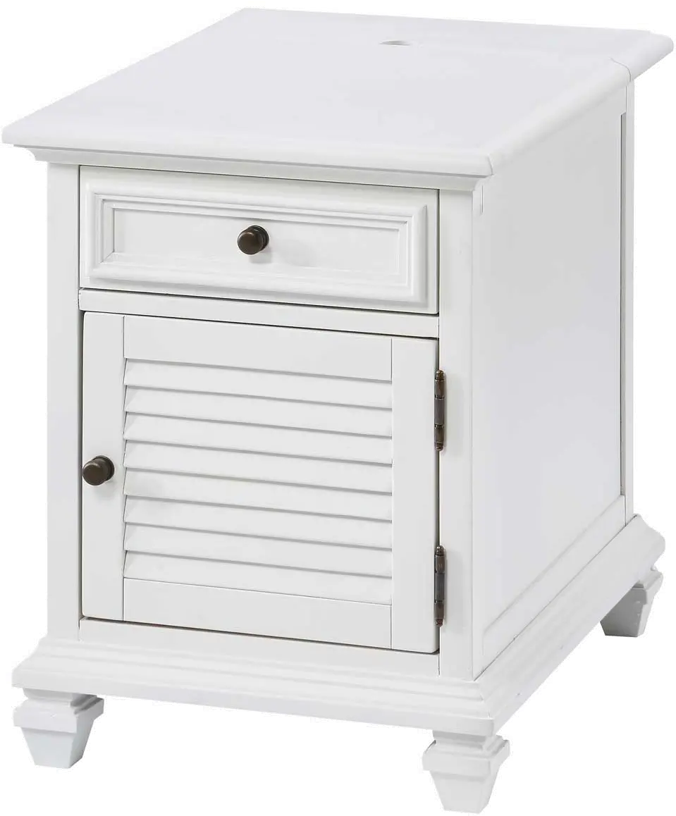 Charlestown White Storage End Table-1