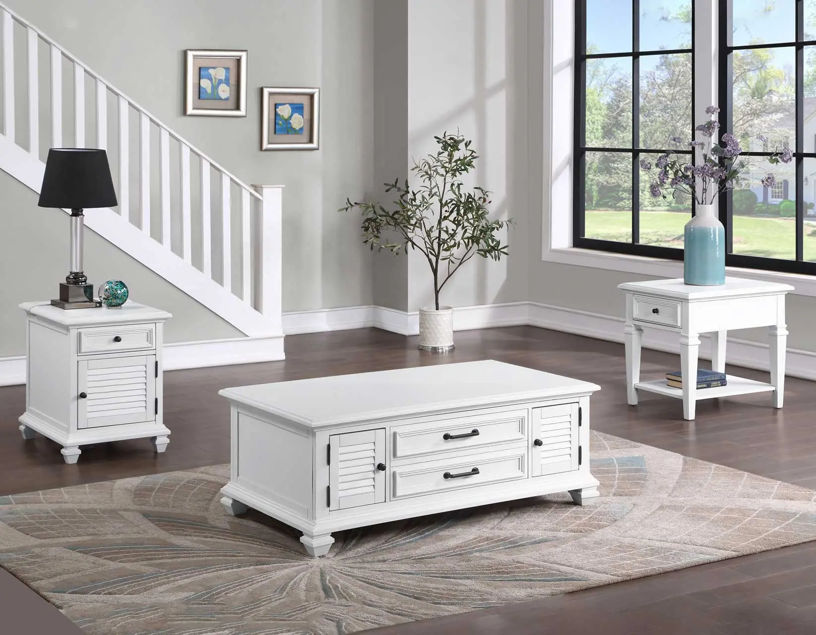 Charlestown White Storage End Table-2