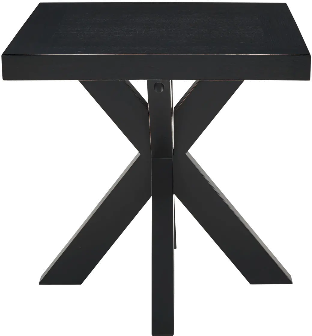 Harris Ebony Black Timber Beam Pedestal End Table-1