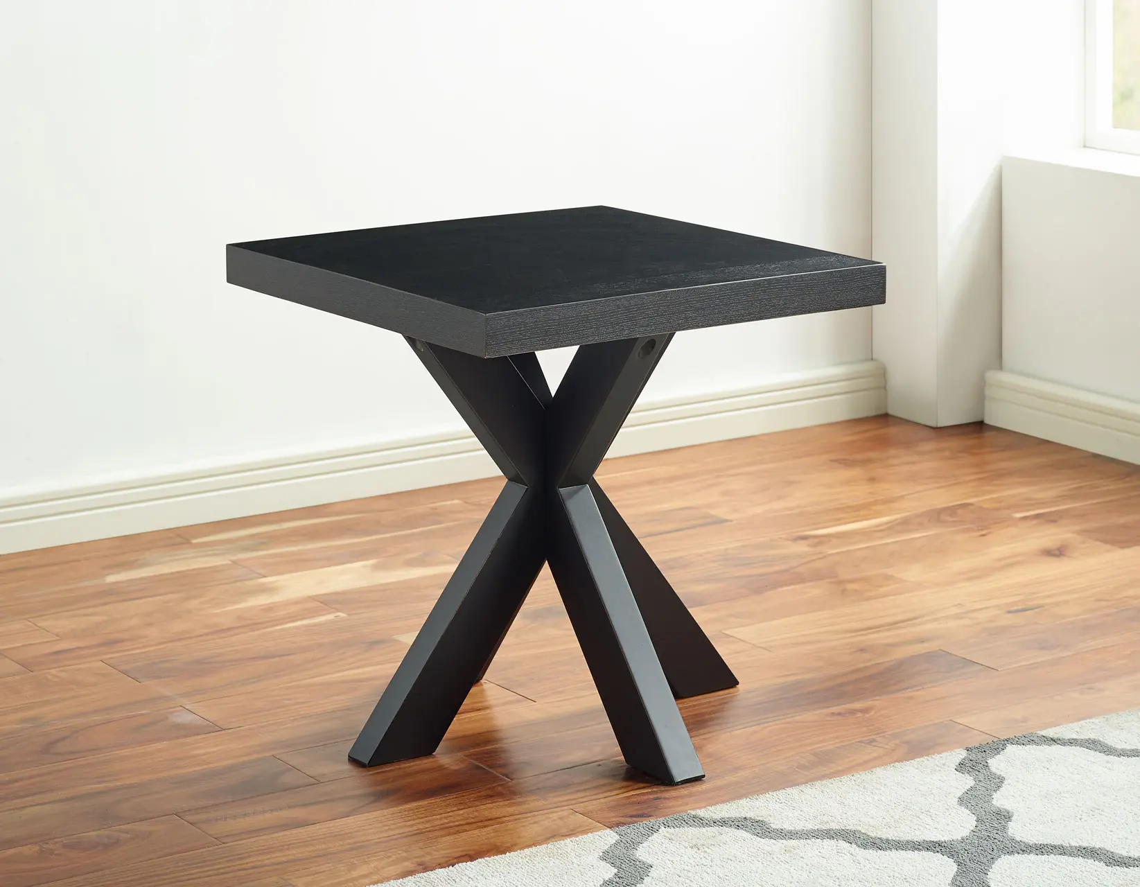Harris Ebony Black Timber Beam Pedestal End Table-2