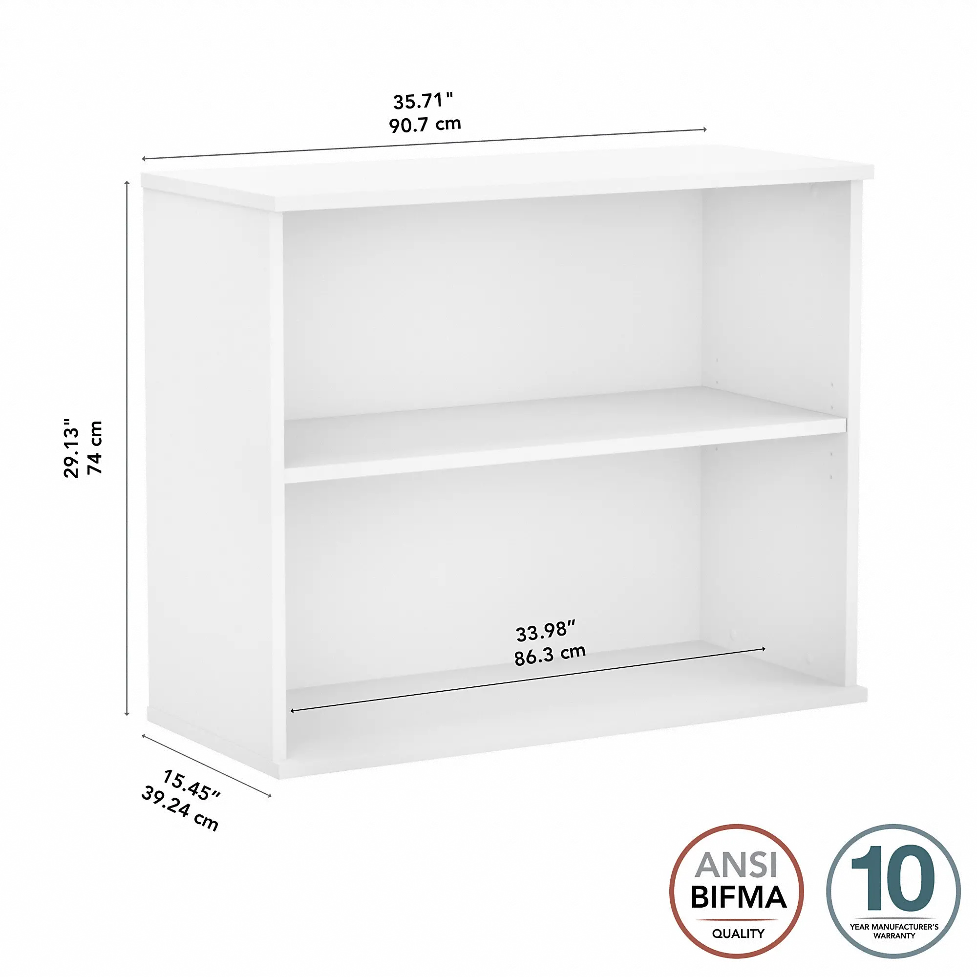 BK3036WH Bush Business White Bookcase - Bush Furniture-2