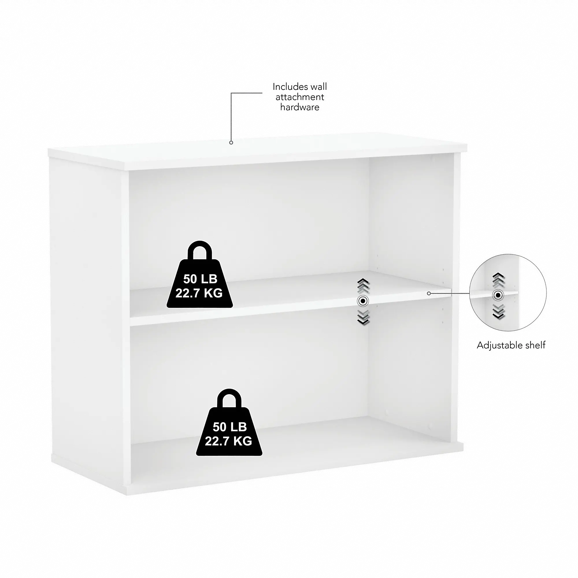 BK3036WH Bush Business White Bookcase - Bush Furniture-6