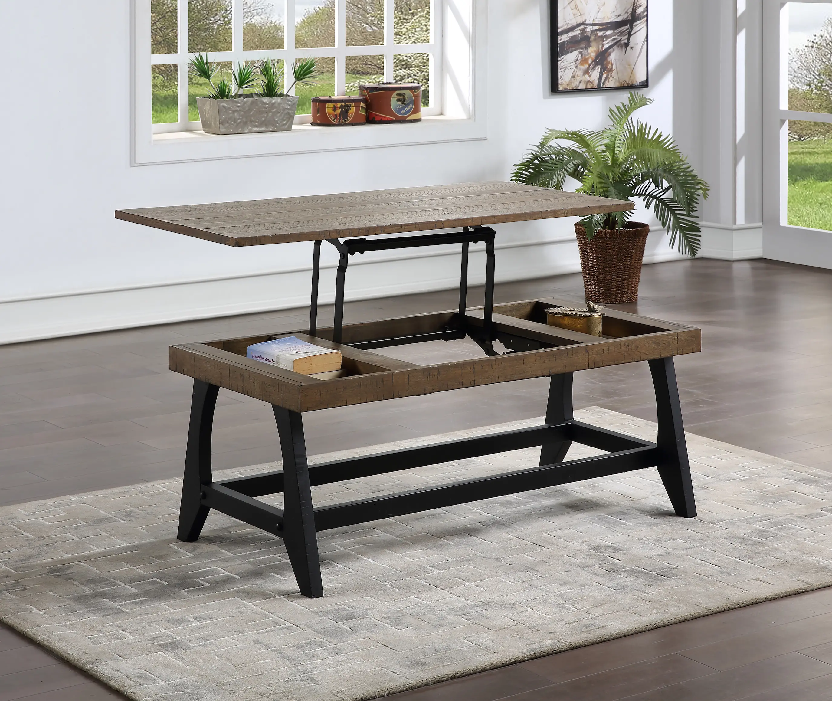Ralston Black and Brown Coffee Table-9