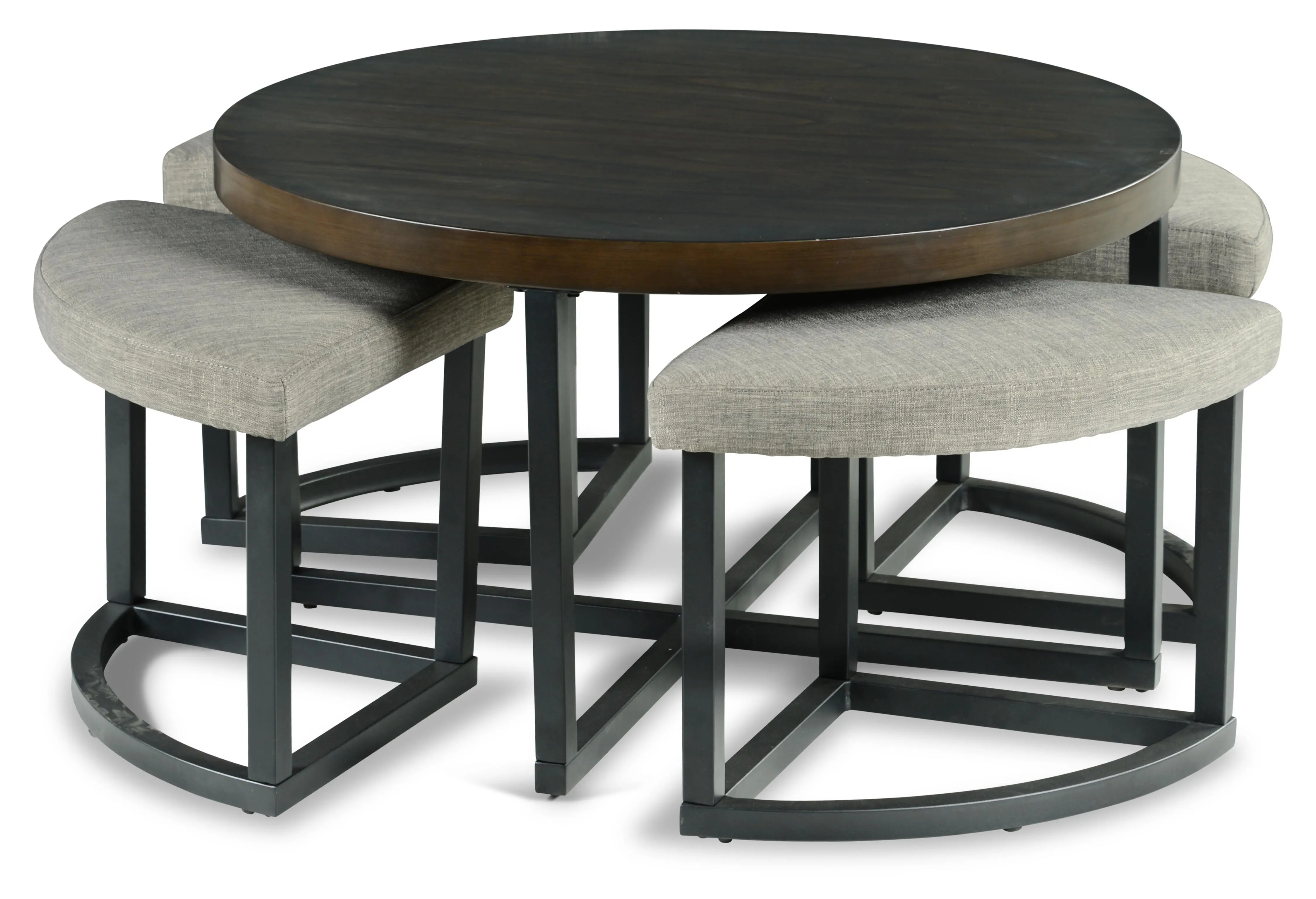 Yukon Brown and Gray Coffee Table and Stools-1