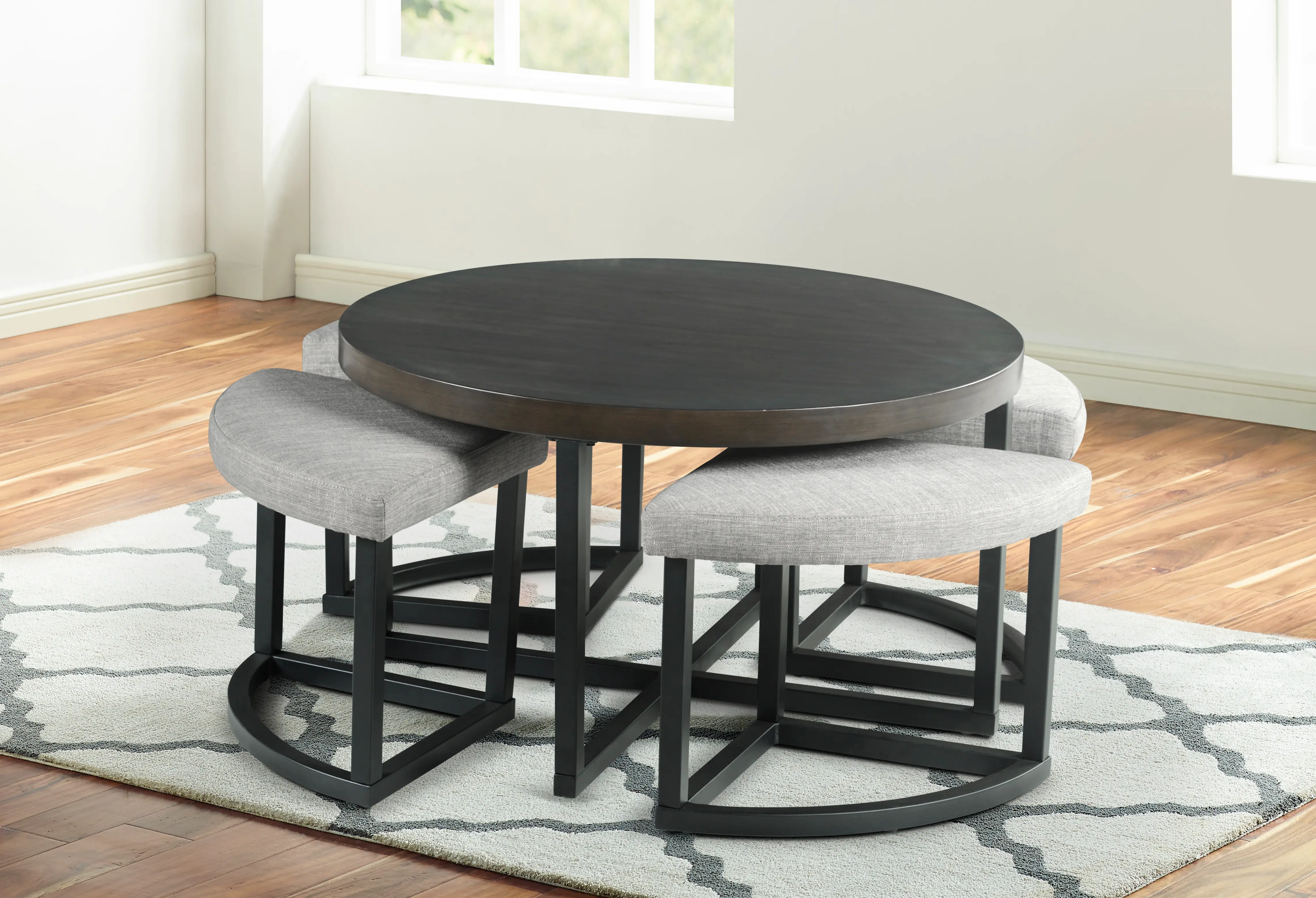 Yukon Brown and Gray Coffee Table and Stools-2