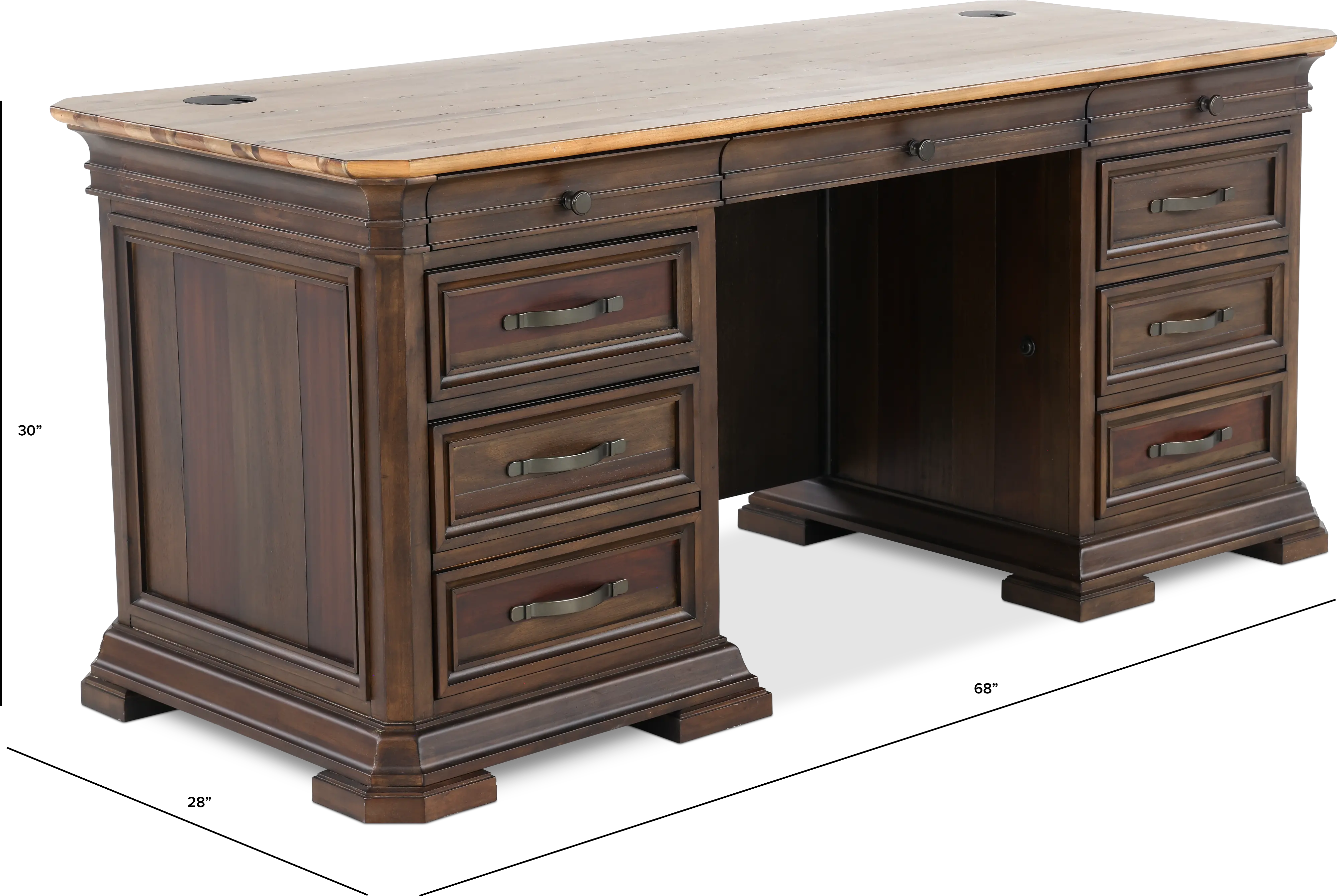 Sonoma Brown Double Pedestal Desk-3