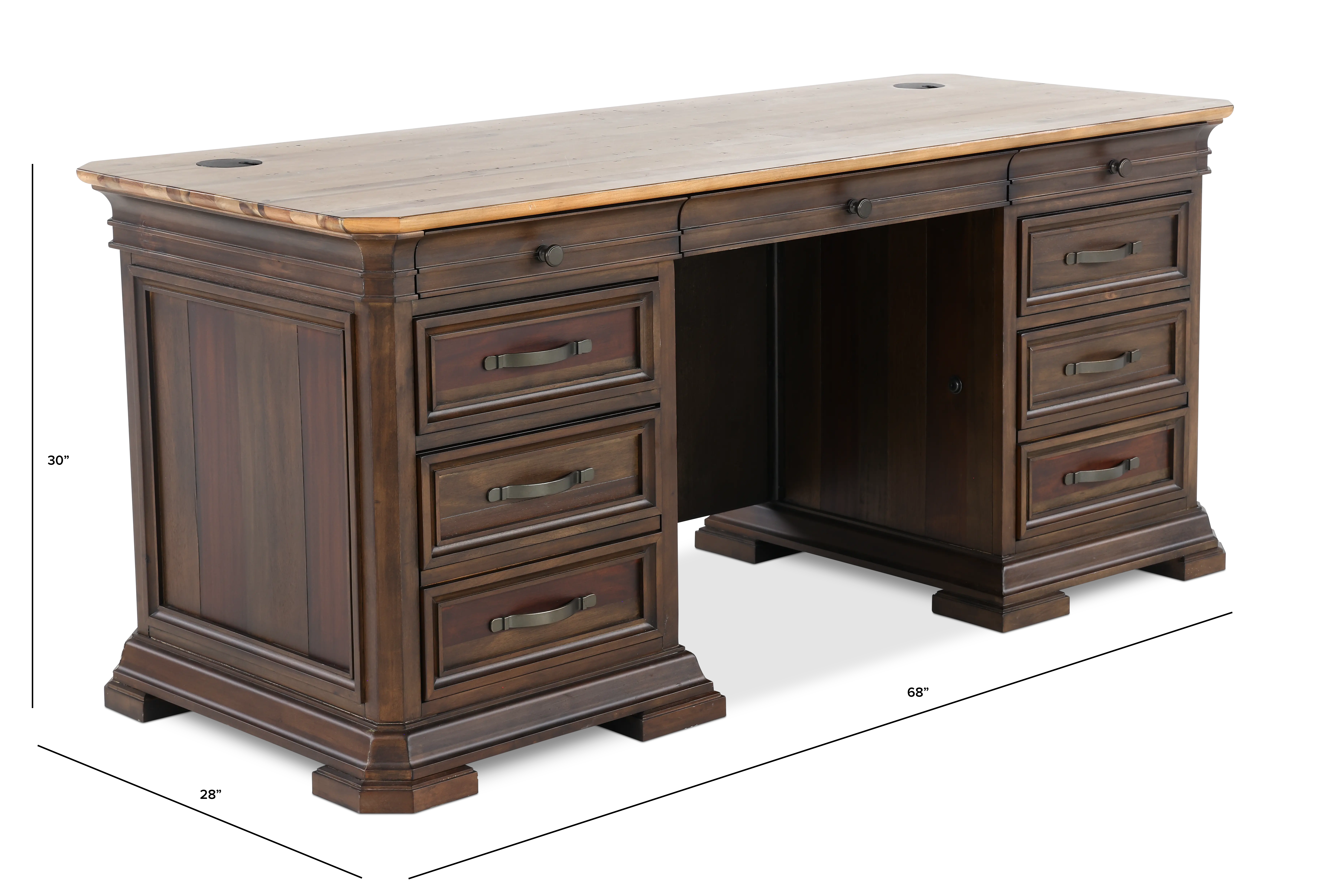 Sonoma Brown Double Pedestal Desk-3