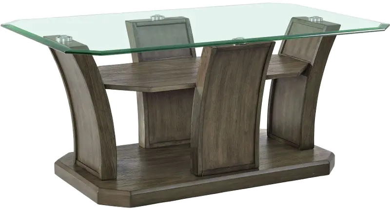 Dapper Gray Coffee Table with Glass Top