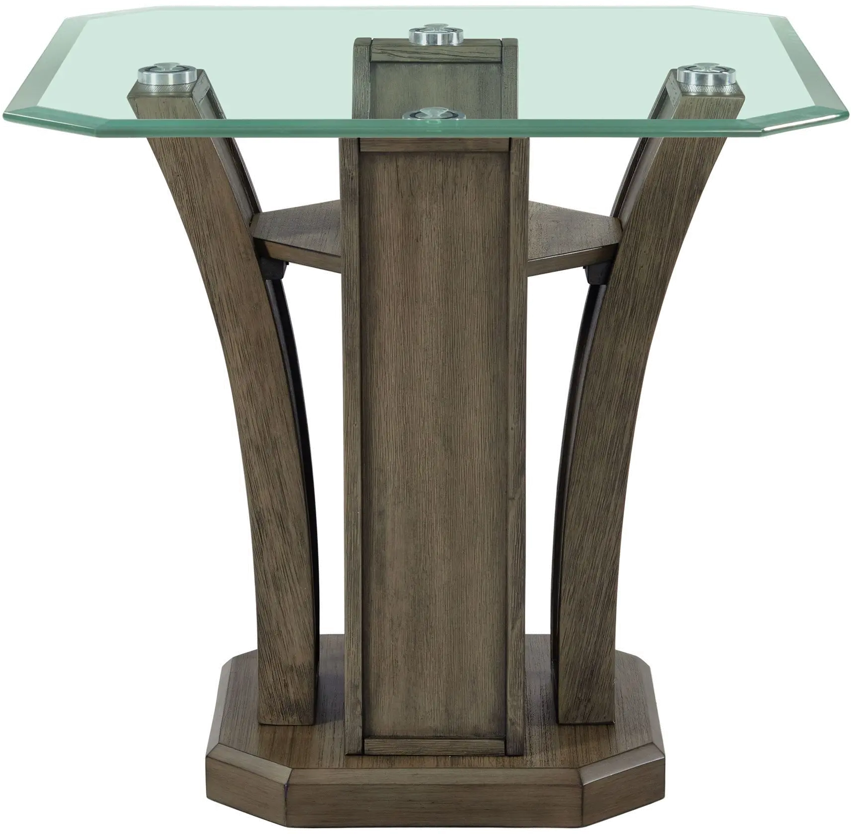 Dapper Gray Pedestal End Table with Glass Top-3
