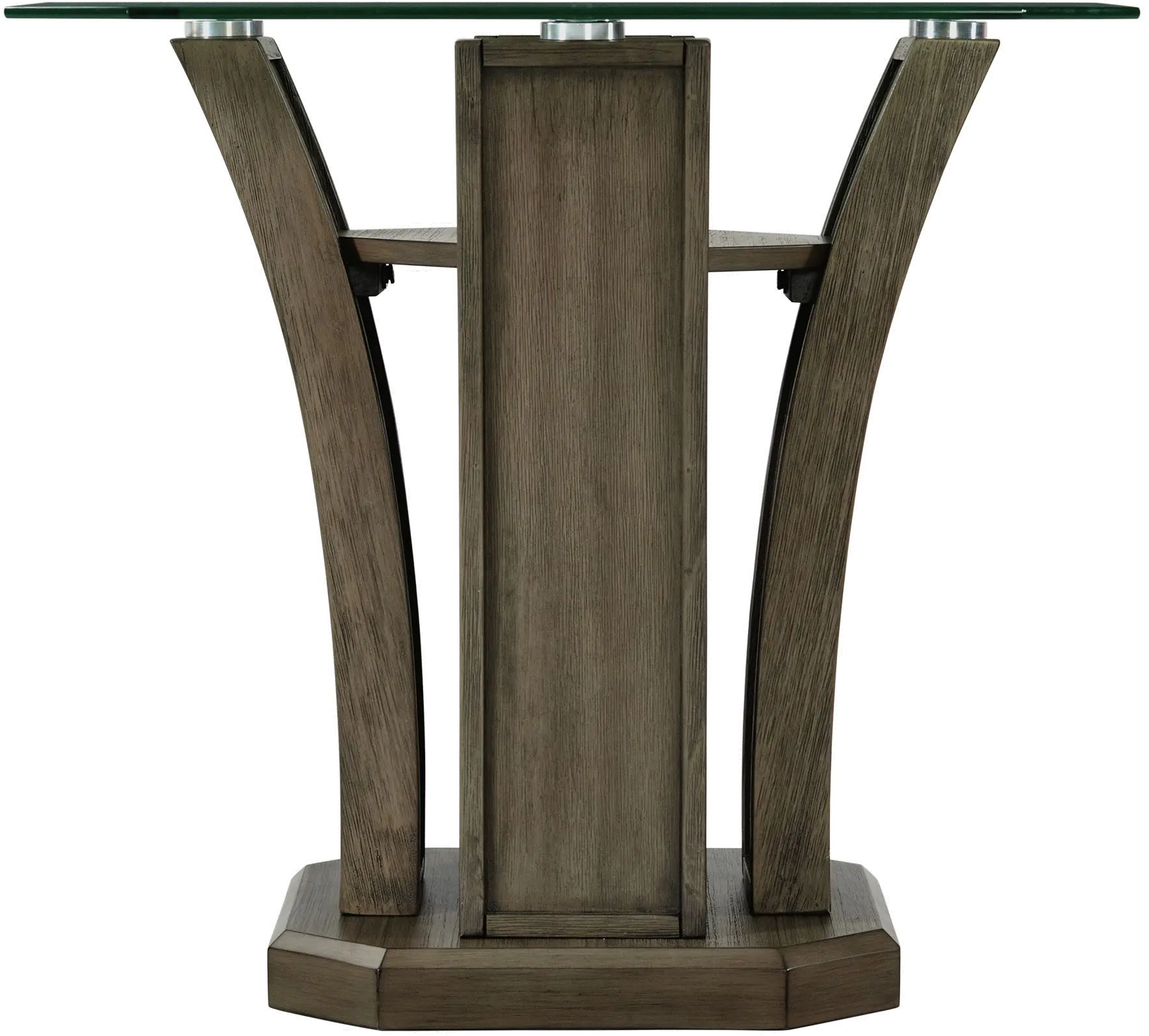 Dapper Gray Pedestal End Table with Glass Top-5