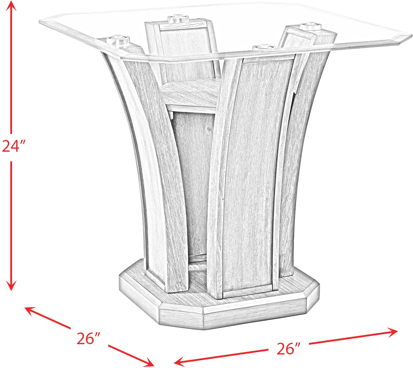 Dapper Gray Pedestal End Table with Glass Top-6