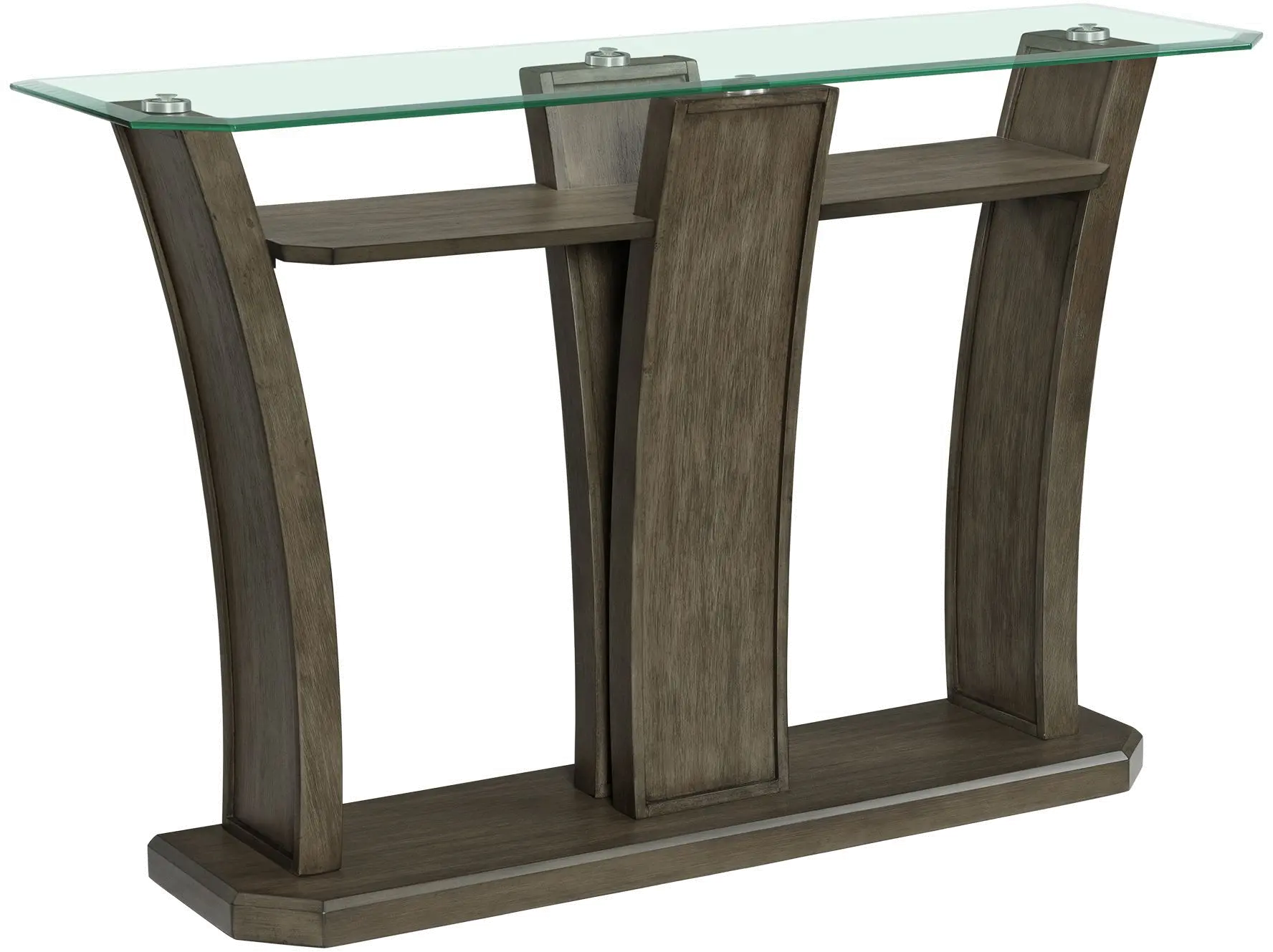 Dapper Gray Pedestal Console Table with Glass Top-1