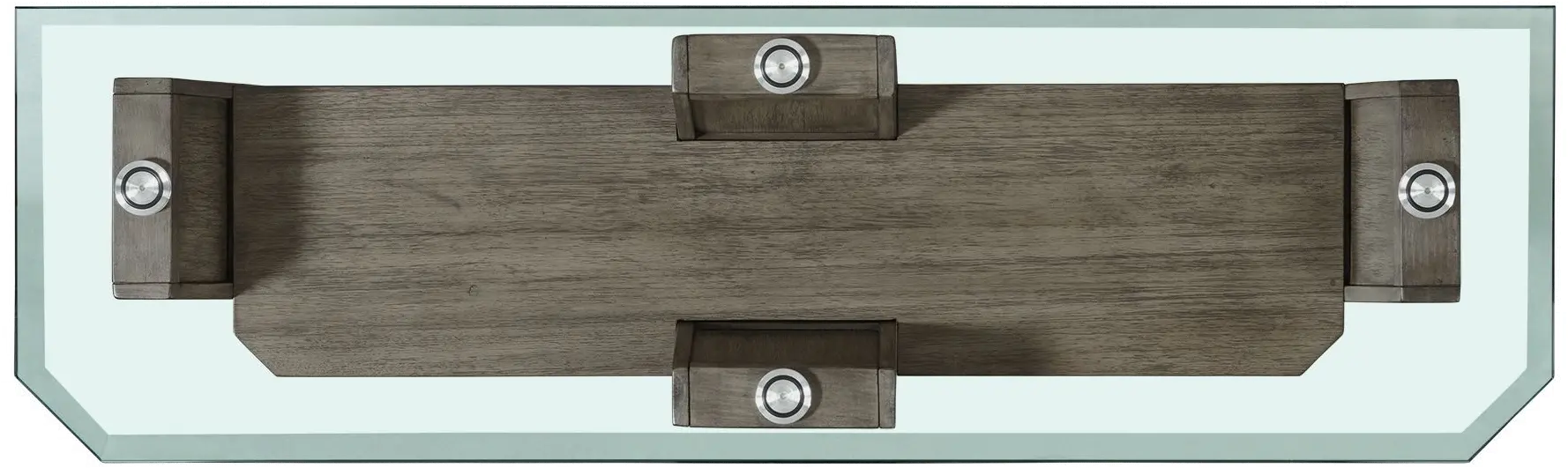 Dapper Gray Pedestal Console Table with Glass Top-5