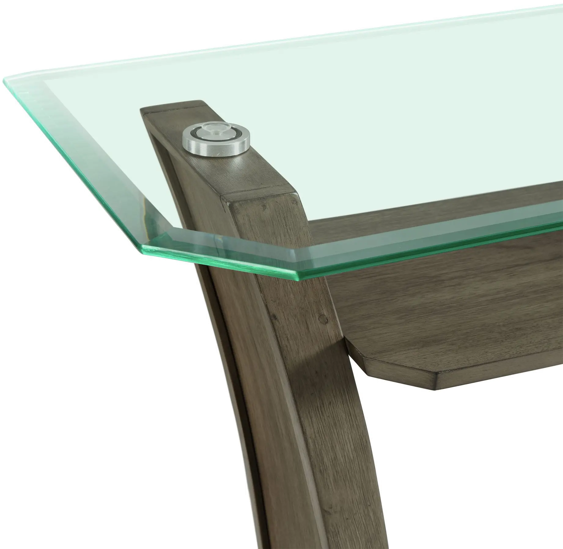 Dapper Gray Pedestal Console Table with Glass Top-7