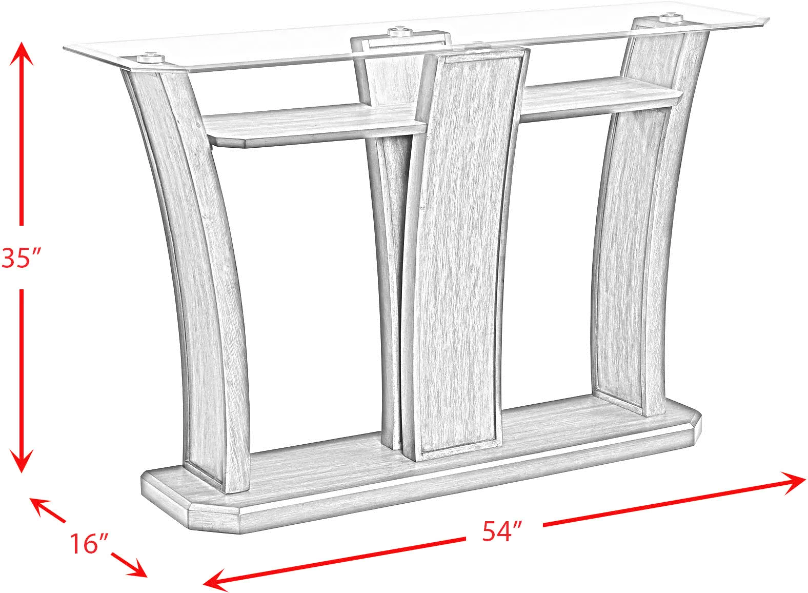 Dapper Gray Pedestal Console Table with Glass Top-8