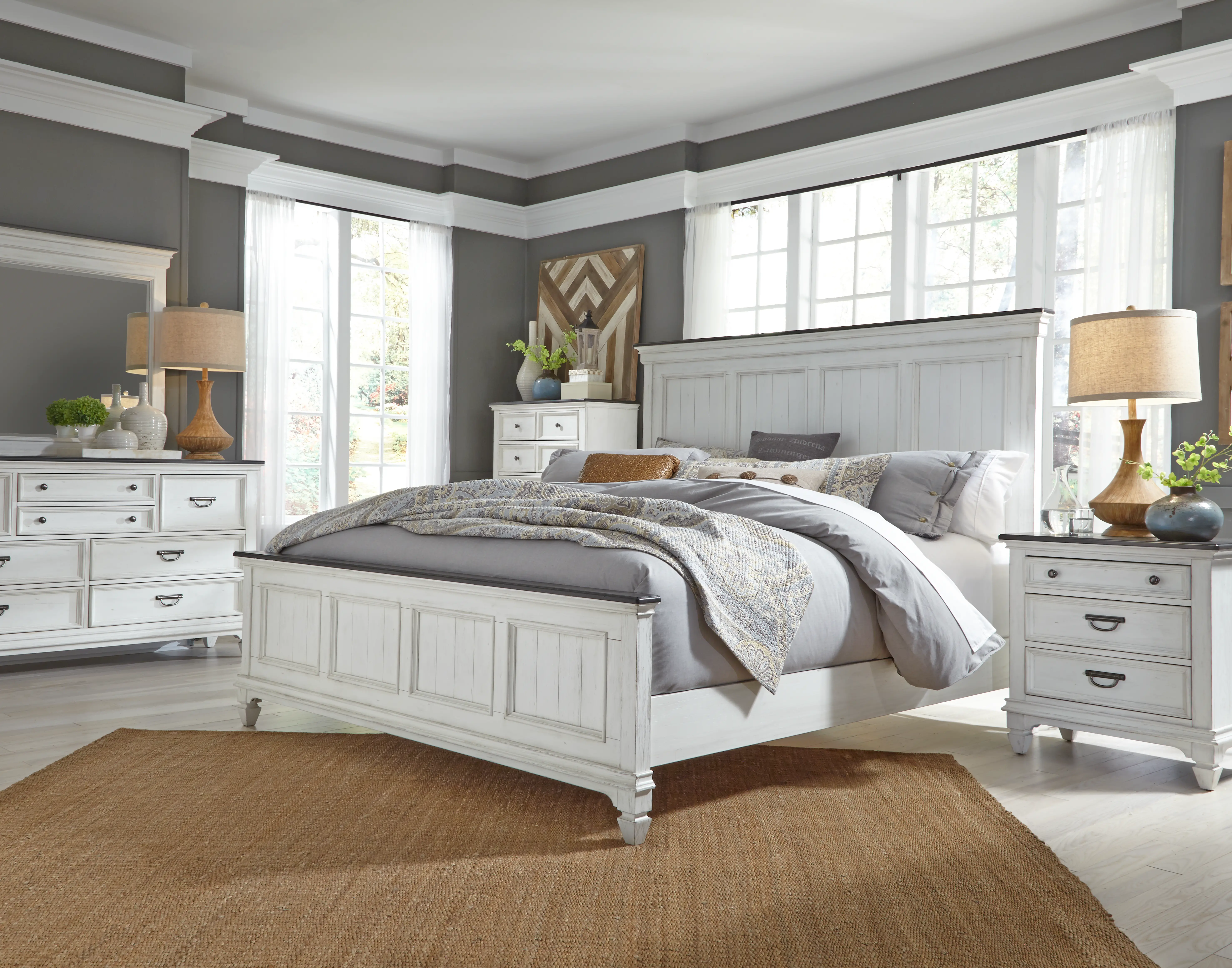417-BED5/0 Allyson Park Brushed White Queen Bed-2