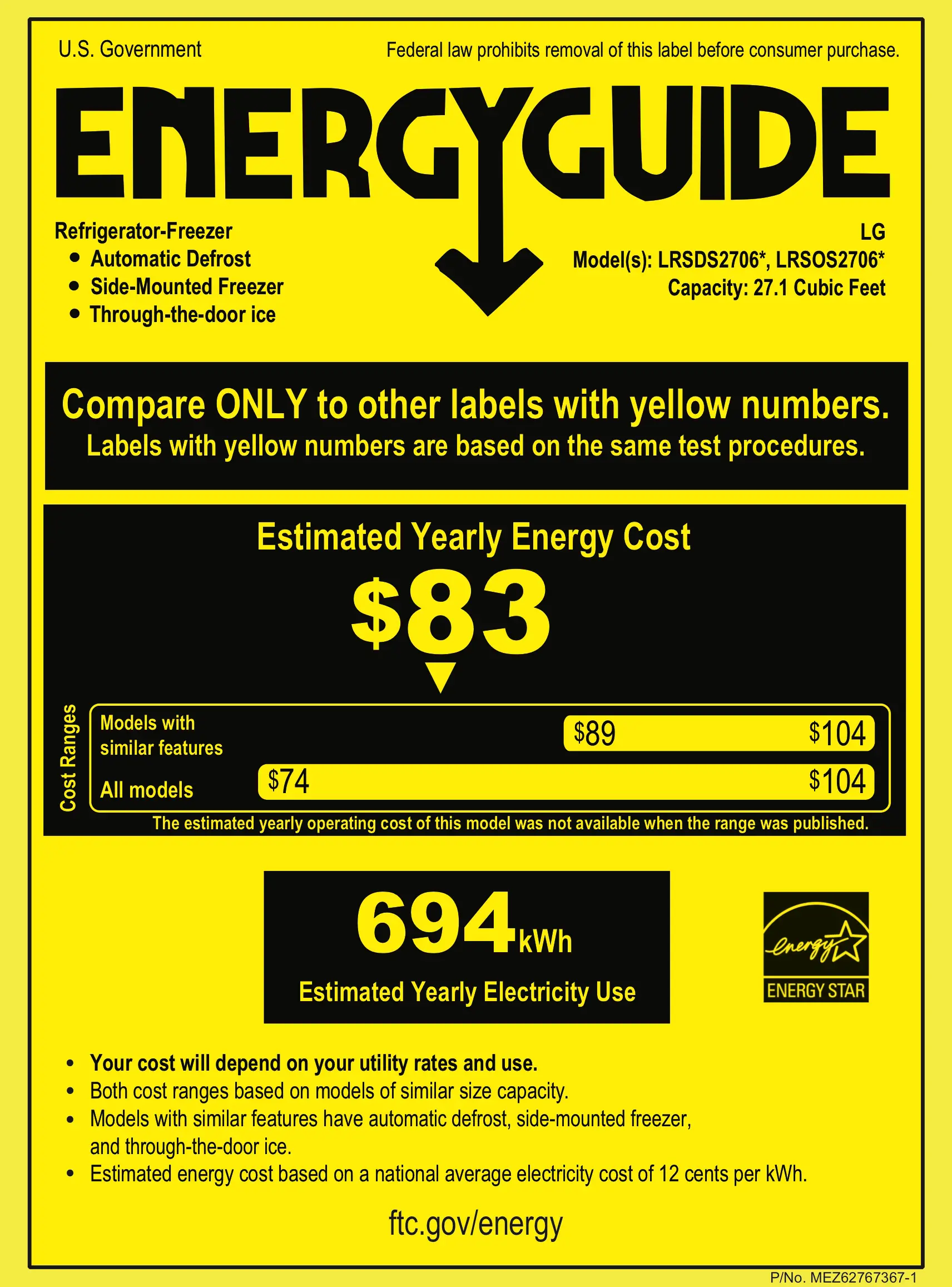 LRSOS2706S LG 26.8 cu ft Side by Side Refrigerator - Stainless Steel-16