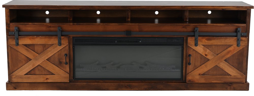 Farmhouse Brown 94" Fireplace TV Stand