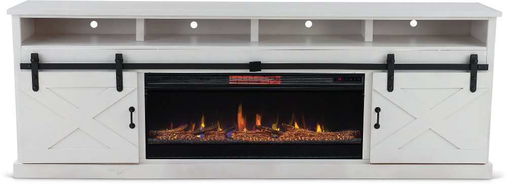 Farmhouse White 94" Fireplace TV Stand