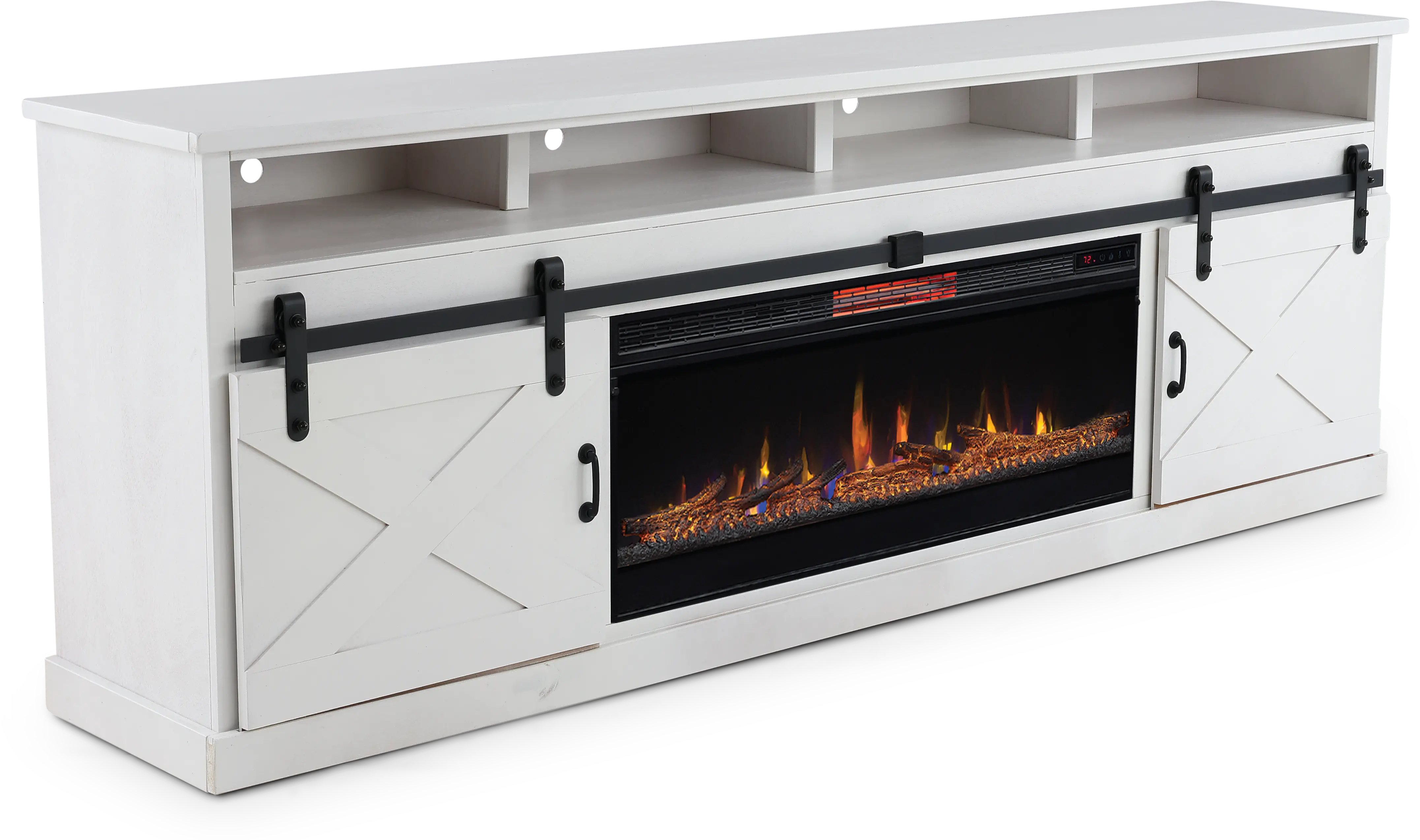 Farmhouse White 94  Fireplace TV Stand-2