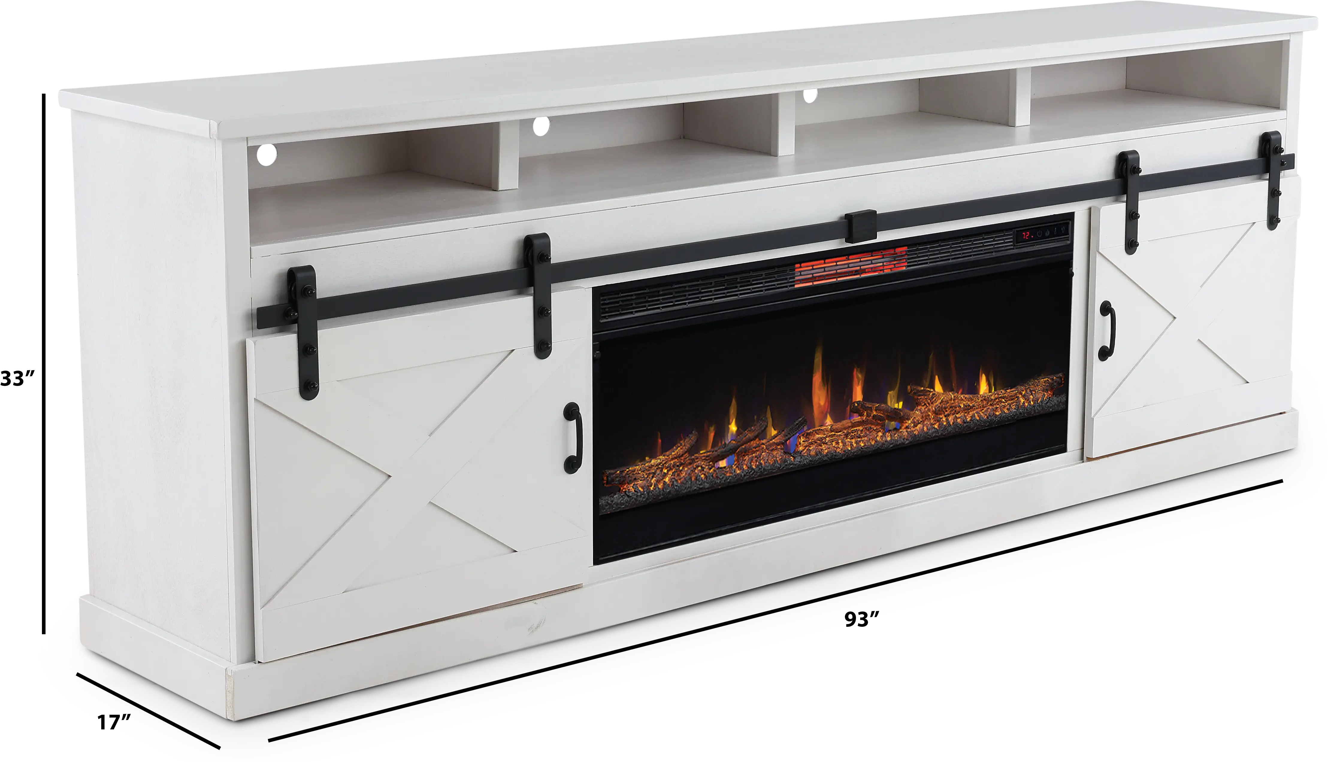 Farmhouse White 94  Fireplace TV Stand-3