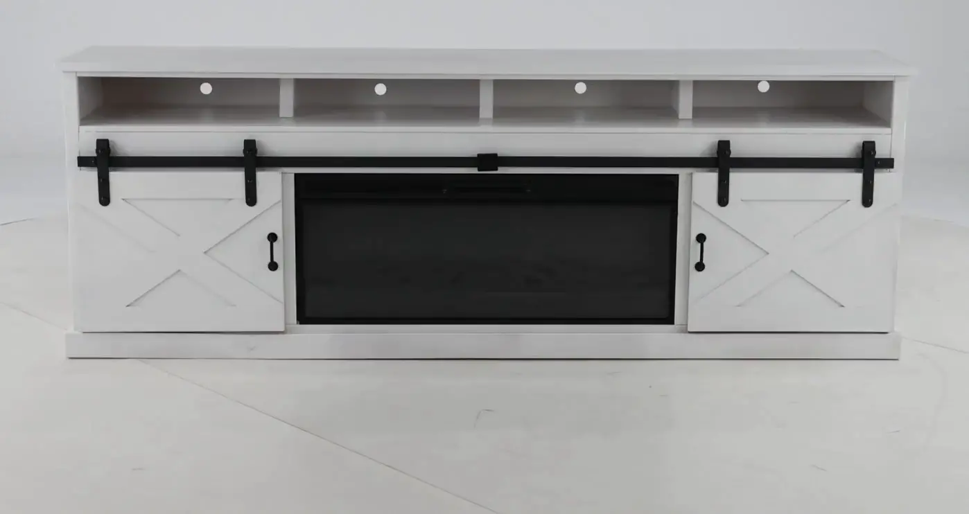Farmhouse White 94  Fireplace TV Stand-4