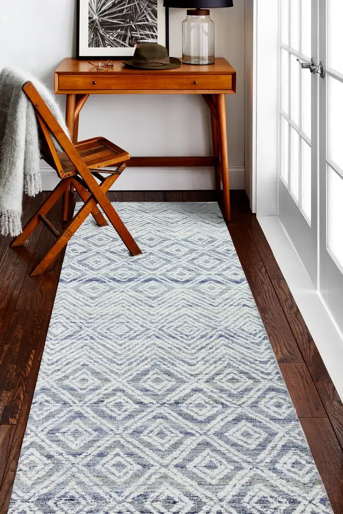 R130-BL-2.6X8-LC159 Verona Naana Contemporary Blue 8-Foot Runner Rug-3