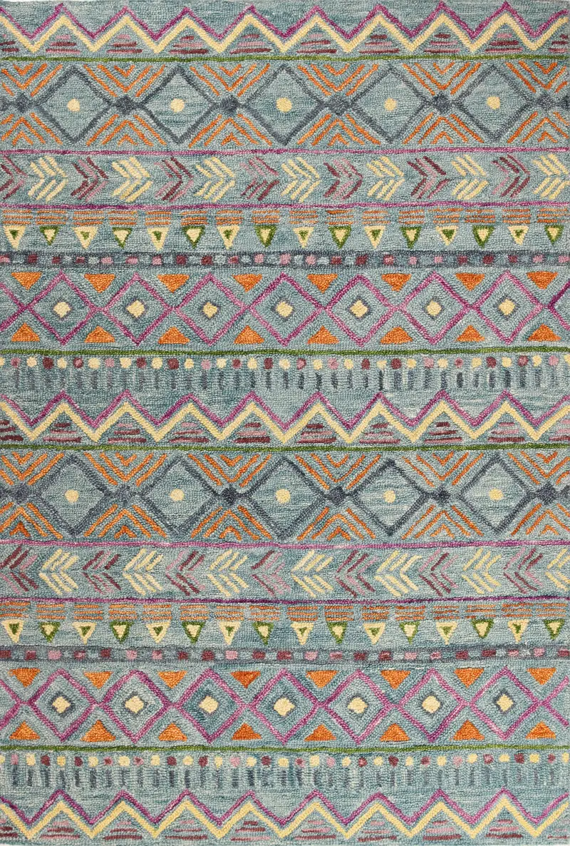 Valencia Naim Abstract Teal 8-Foot Runner Rug