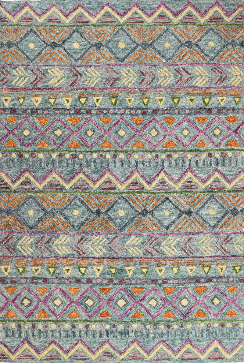 Valencia 4 x 6 Abstract Teal Area Rug