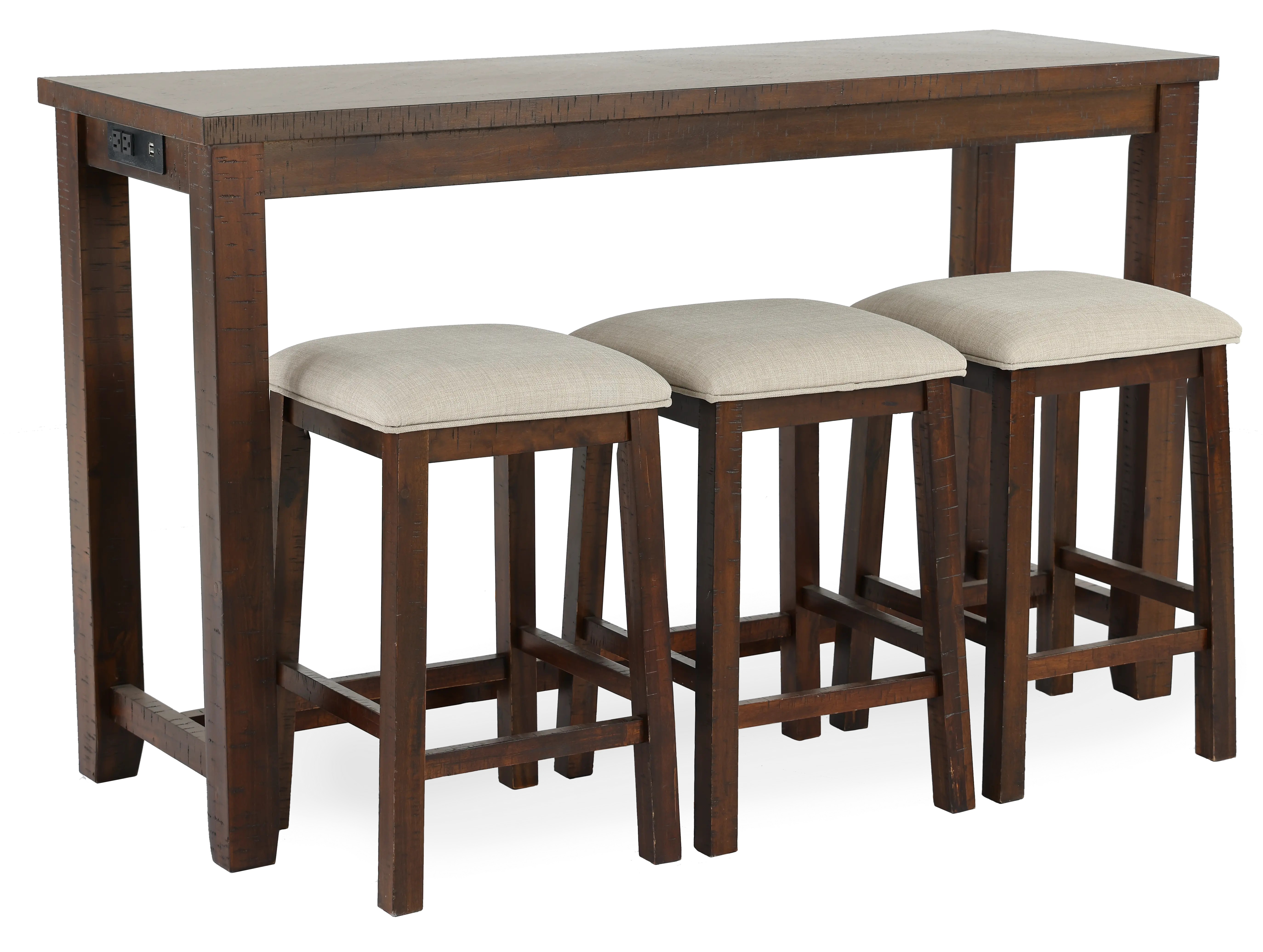 Jax Dark Brown Console Table with 3 Stools-1