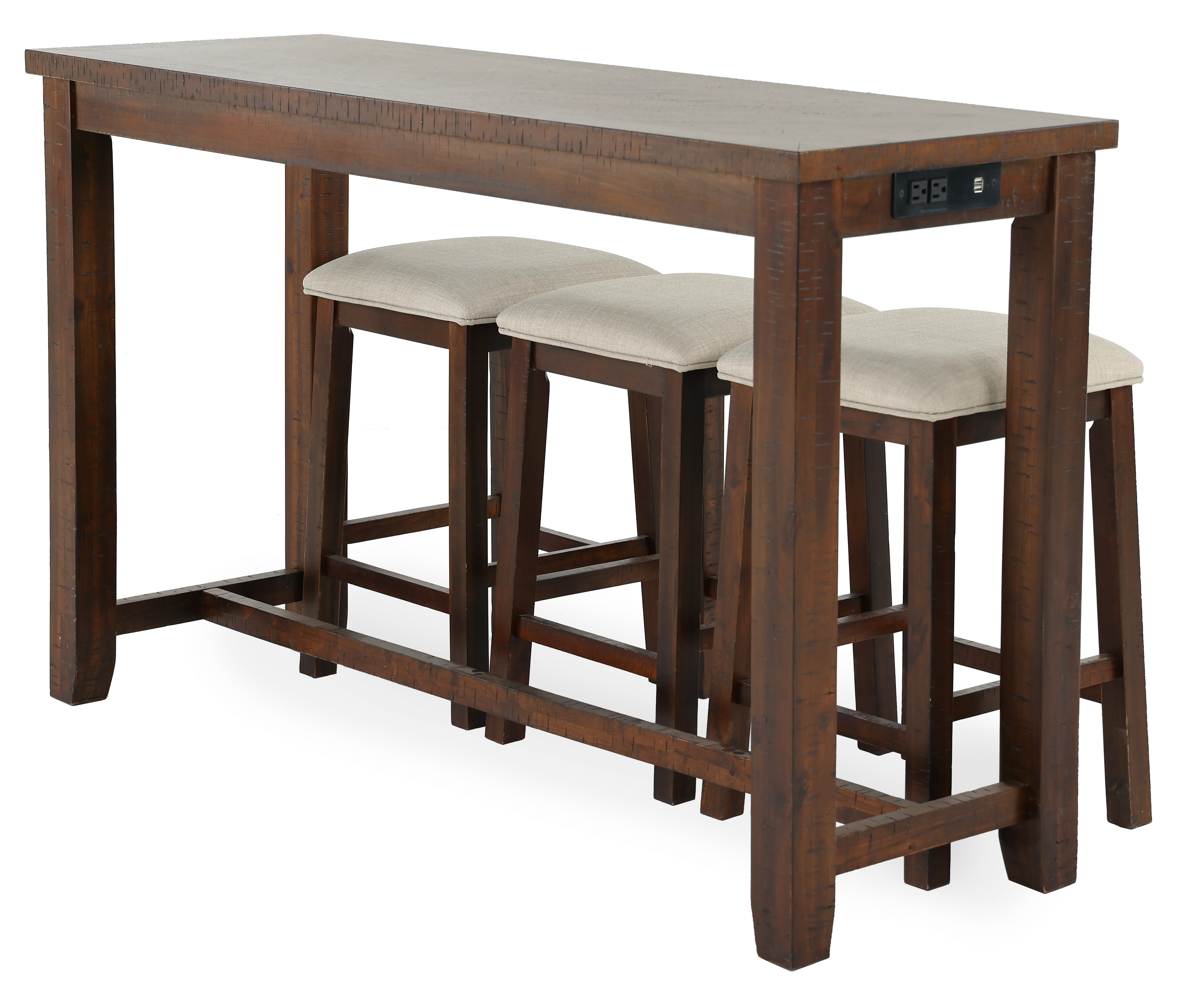 Jax Dark Brown Console Table with 3 Stools-3