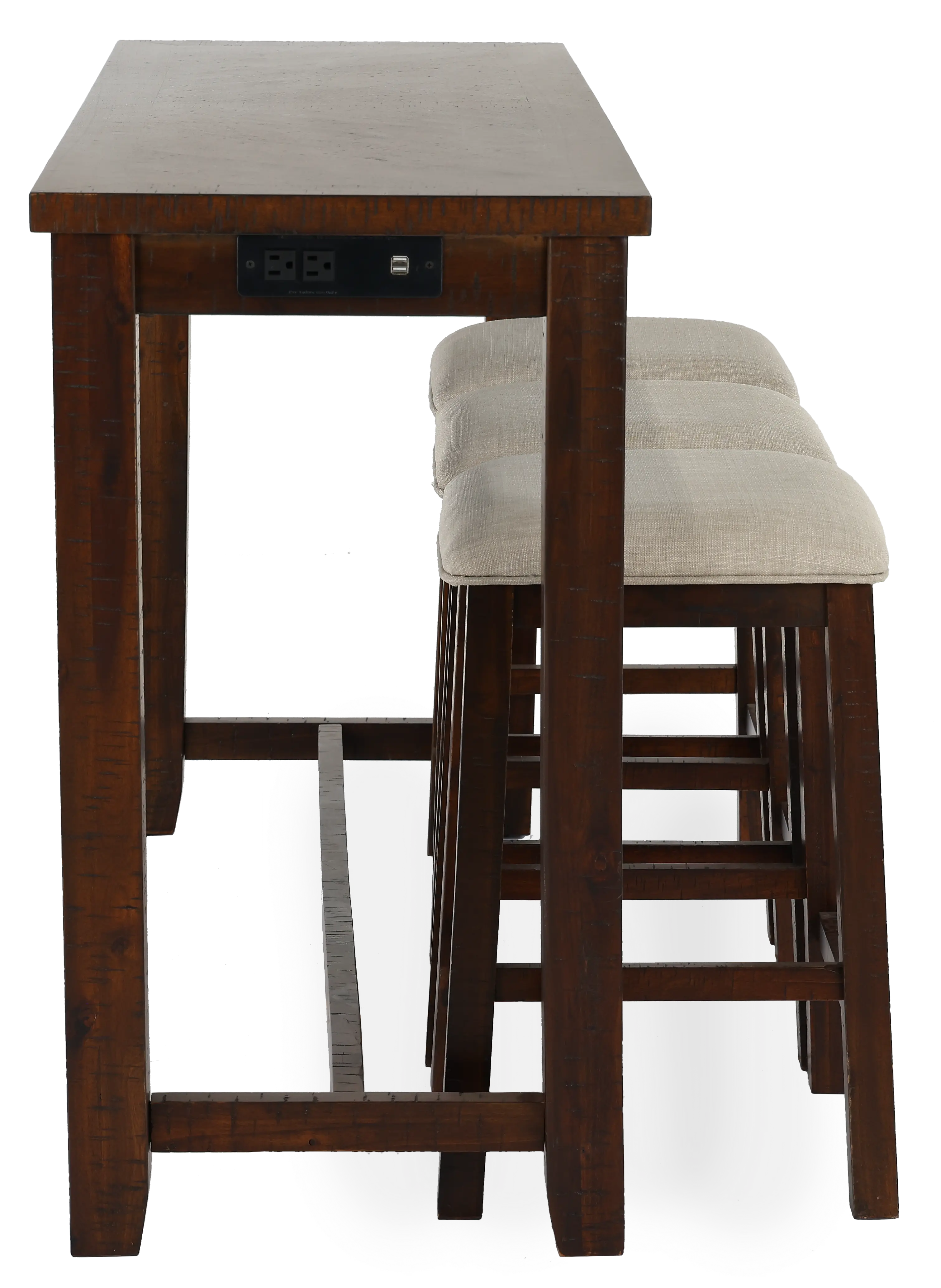 Jax Dark Brown Console Table with 3 Stools-4