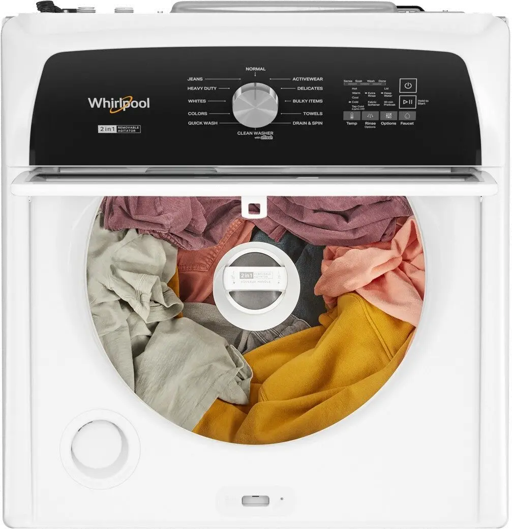 WTW5057LW Whirlpool Top Load Washer with Removable Agitator 4.7 cu. ft. - White W5057-3