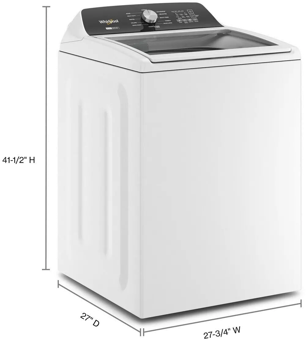 WTW5057LW Whirlpool Top Load Washer with Removable Agitator 4.7 cu. ft. - White W5057-4