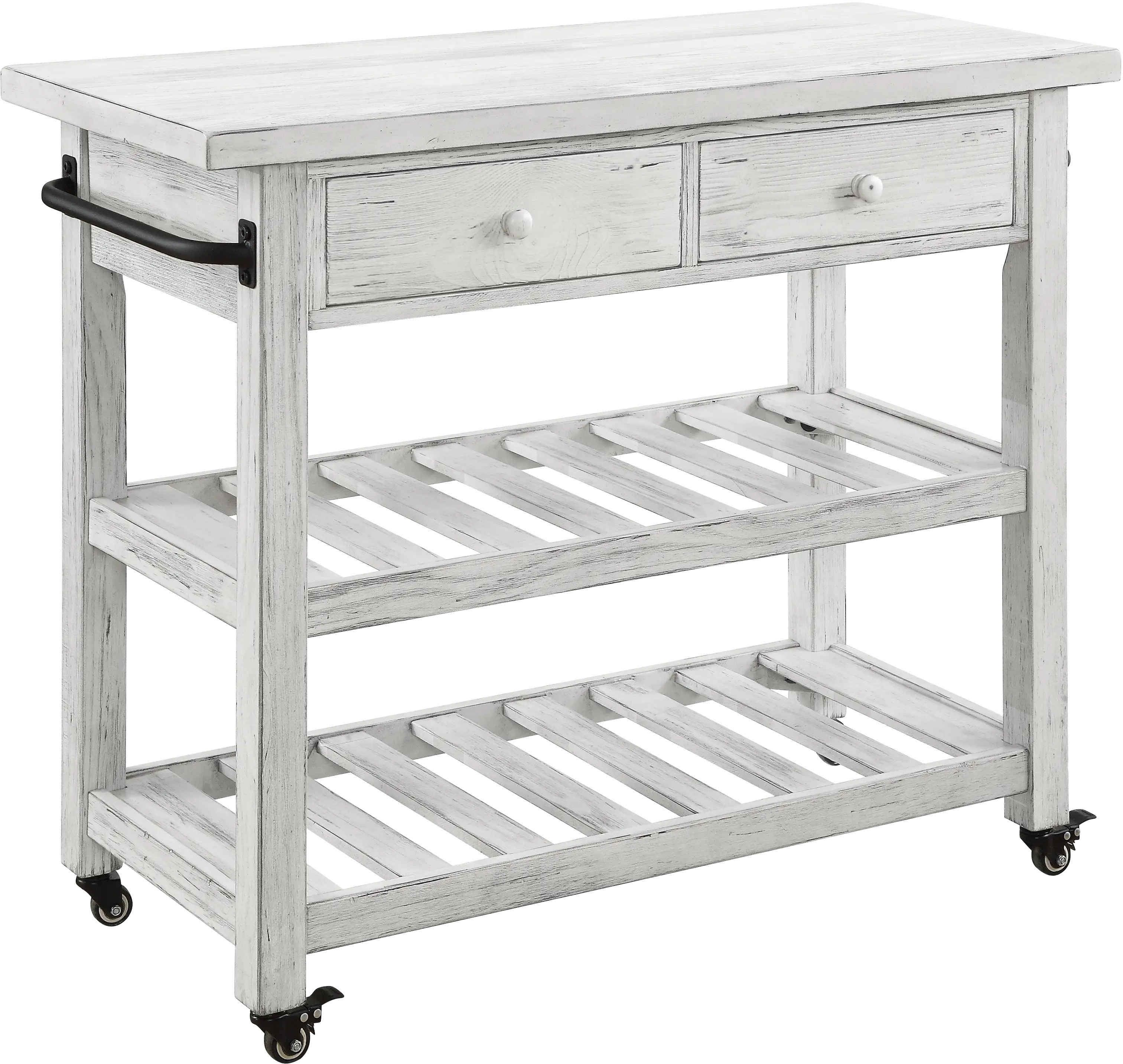 30434 Orchard Park Traditional White 2-Drawer Kitchen Cart-1