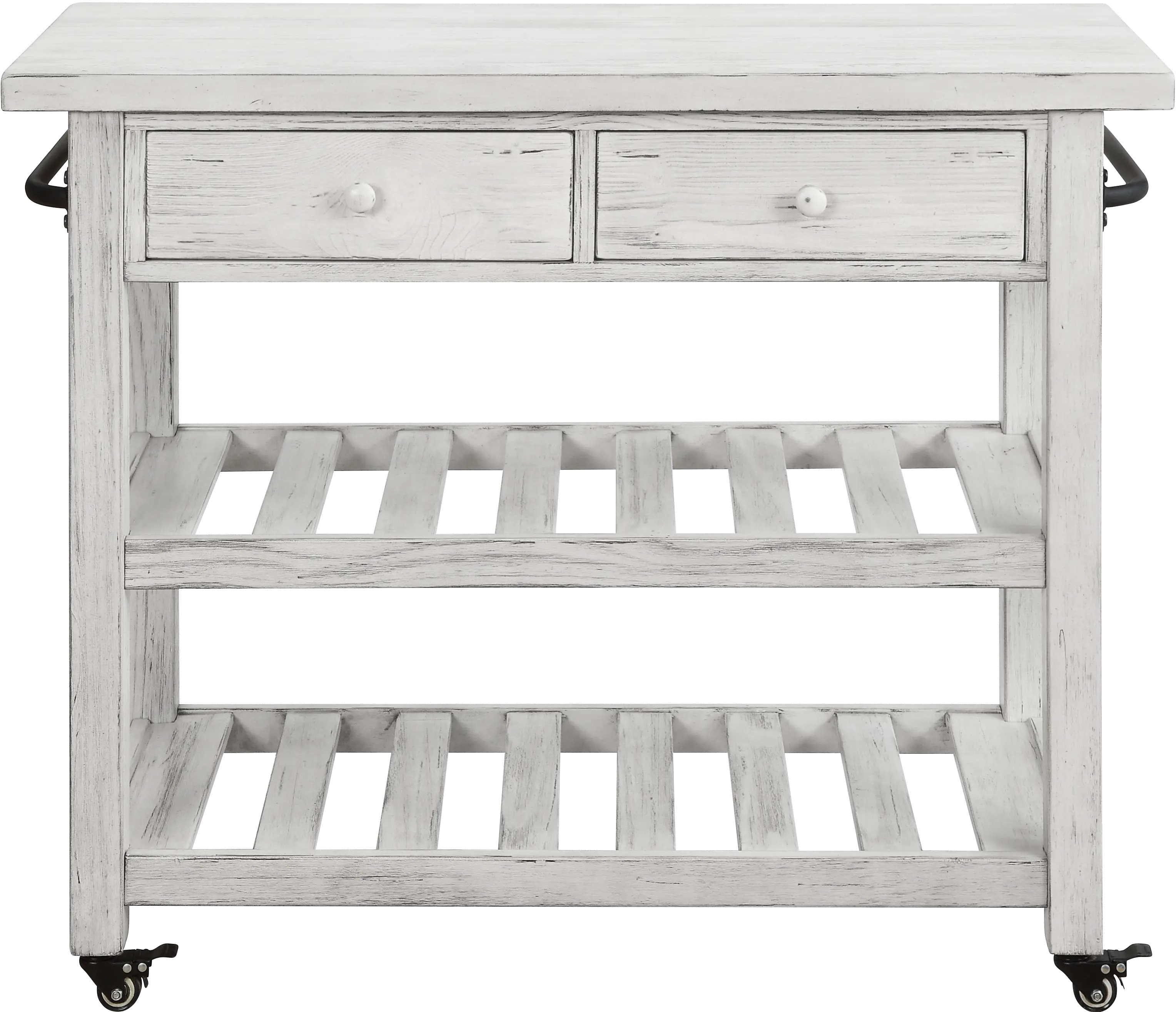 30434 Orchard Park Traditional White 2-Drawer Kitchen Cart-3