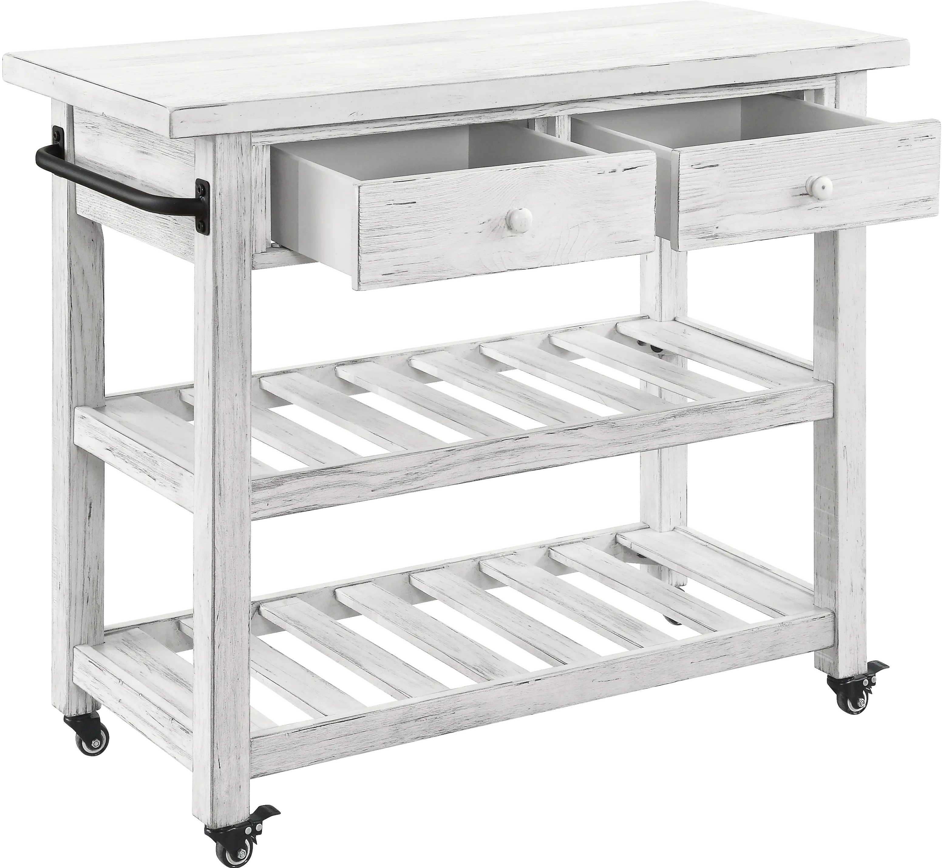 30434 Orchard Park Traditional White 2-Drawer Kitchen Cart-4