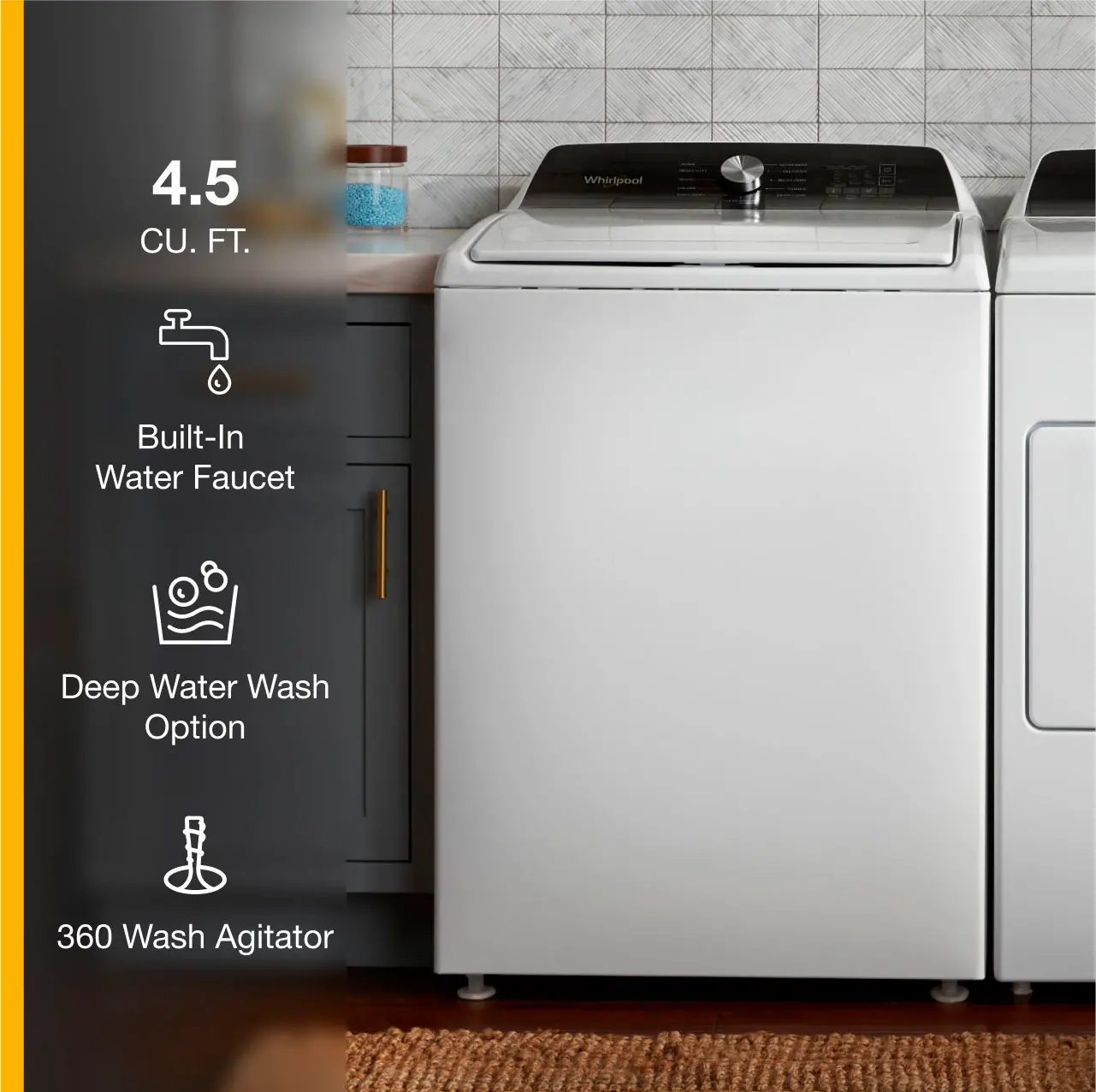 WTW5015LW Whirlpool Top Load Washer with Agitator 4.5 cu. ft. - White W5010-9