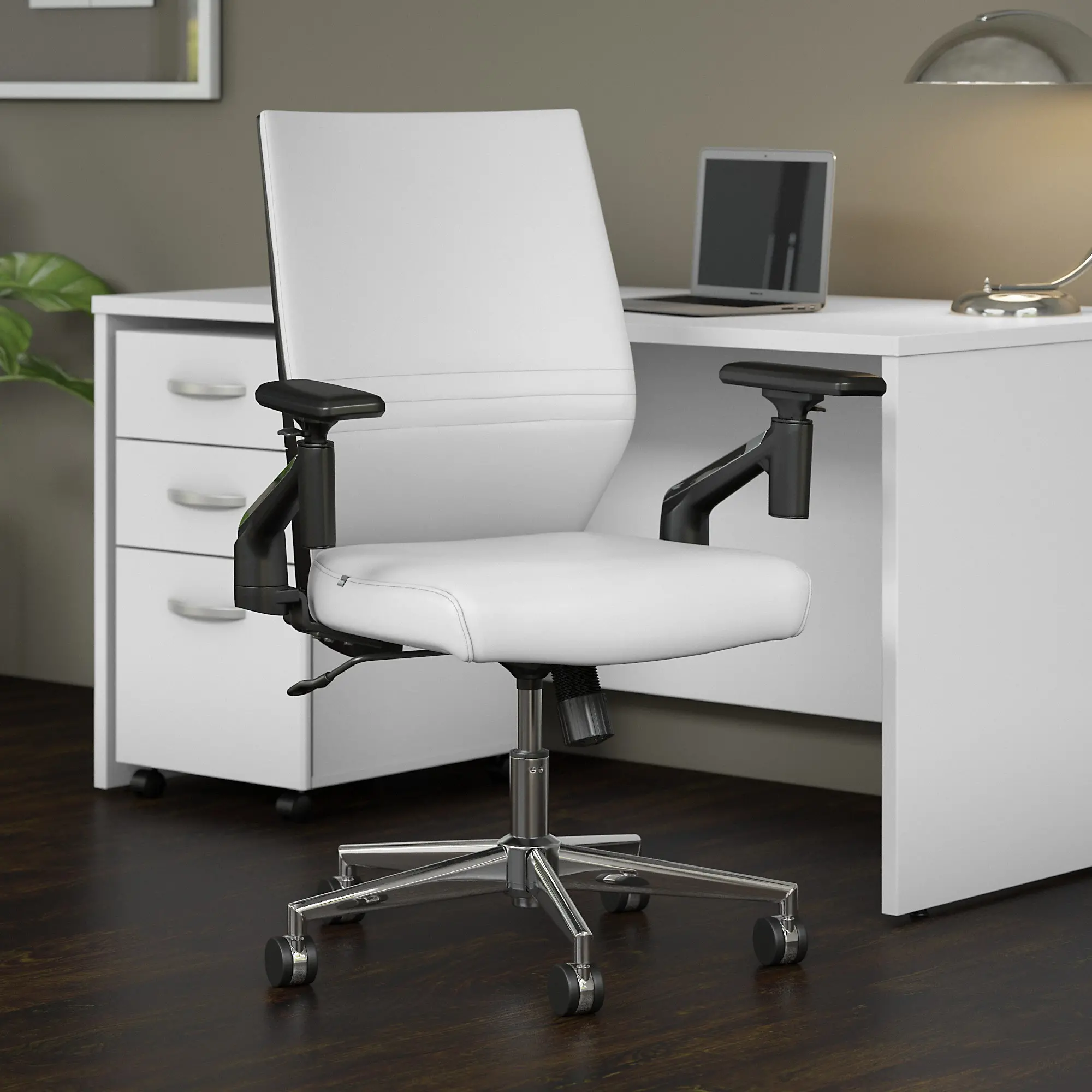 CH2701WHL-03 Laguna White Leather Mid Back Task Chair - Bush Furniture-1