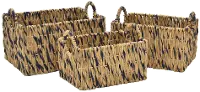 Antoinette 15 Inch Medium Brown and Black Water Hyacinth Basket
