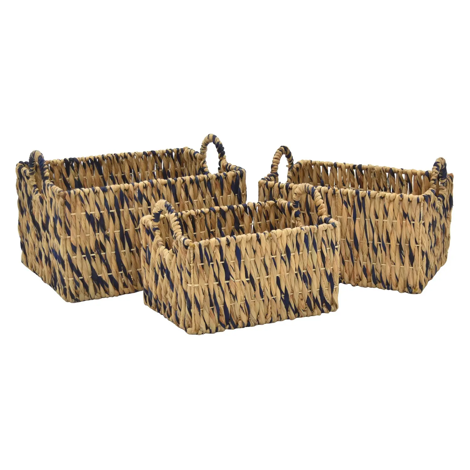 Antoinette 13 Inch Medium Brown and Black Water Hyacinth Basket-1