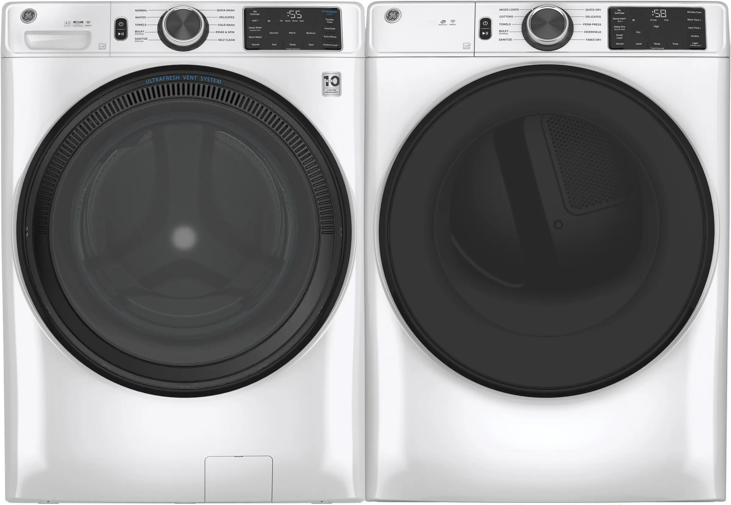 .GEC-W/W-550-ELE--PR GE Front Load Electric Washer and Dryer Set - GFD55 White-1