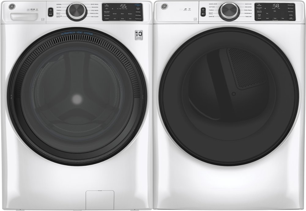 GE Front Load Electric Washer and Dryer Set - GFD55 White
