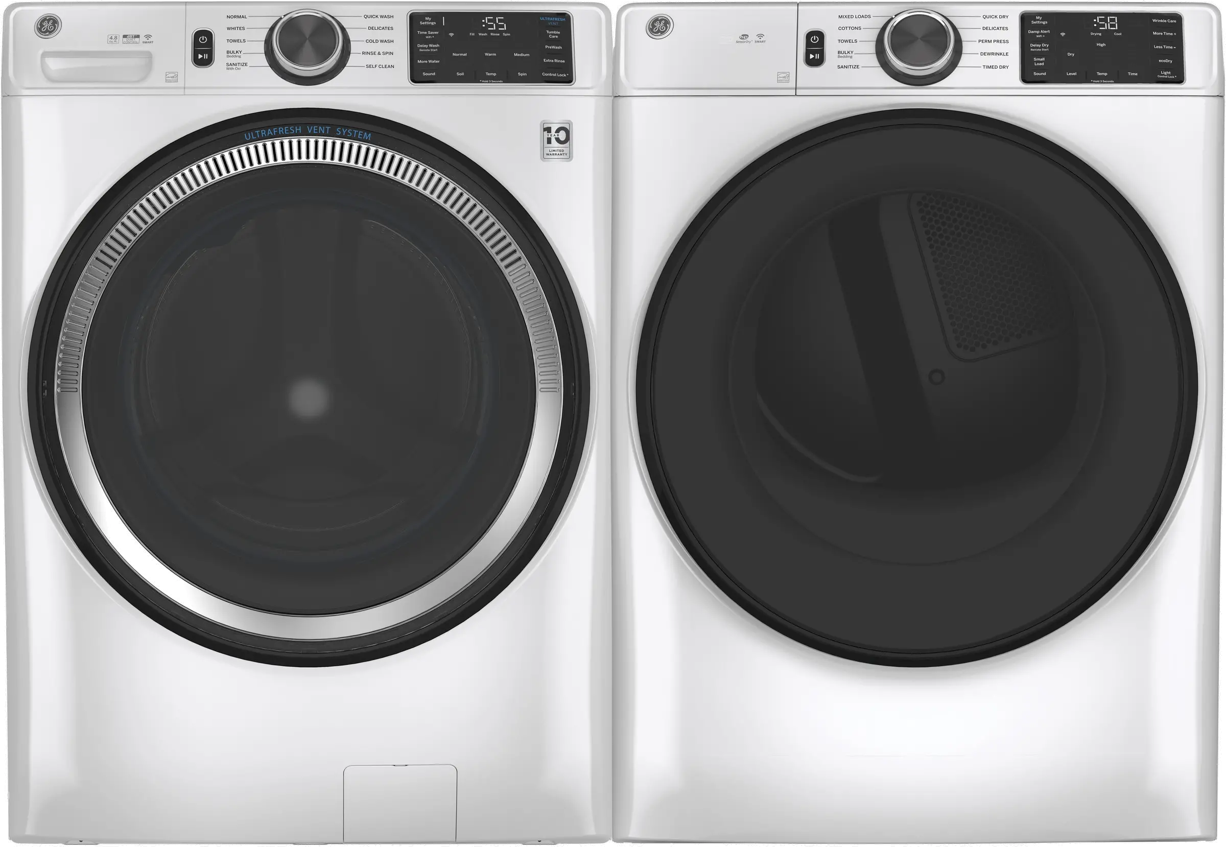 .GEC-W/W-550-GAS--PR GE Front Load Gas Washer and Dryer Set - GFD55 White-1