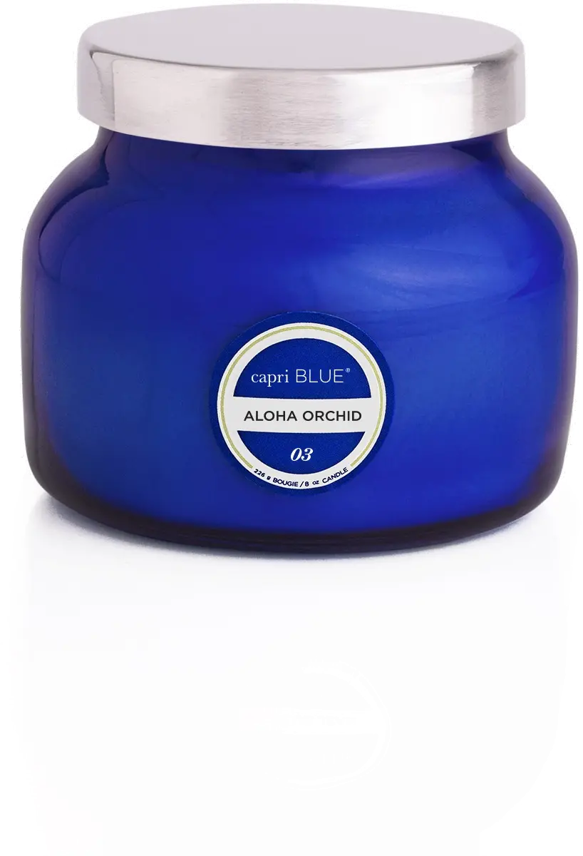 8 oz Aloha Orchid Signature Petite Blue Jar Candle-1